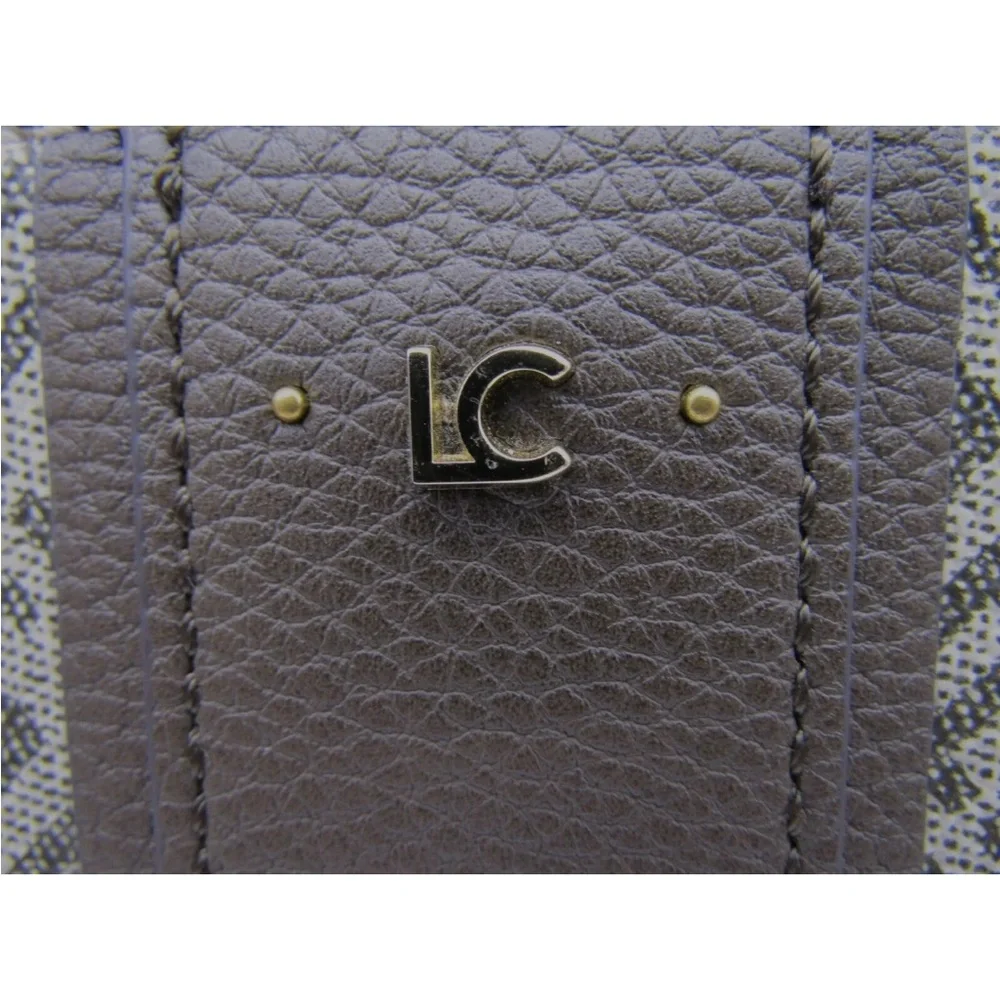 LC Monogram Canvas Tote Bag | Brown & Tan Structured Handbag